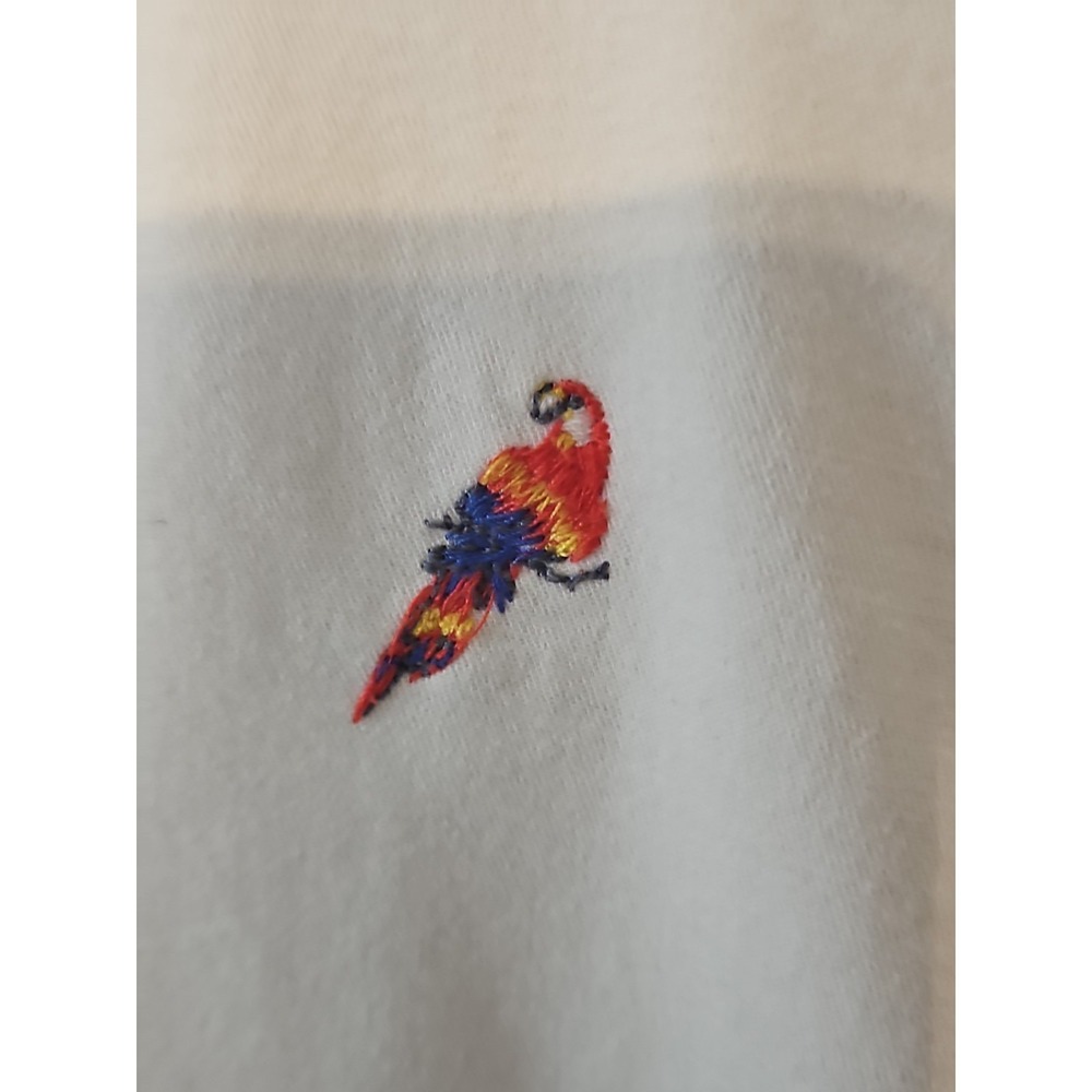 Talbots Relaxed Chino Pants 8 White Parrot Embroidered Cotton Stretch Prep #733 - Picture 4 of 12